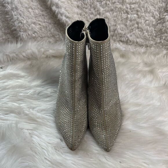 Aldo synthetic leather khaki rhinestones embellished ankle boots heels SZ6.6 - Picture 4 of 9